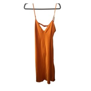 NWT | Zara | Orange Satin Slip Backless Dress with Spaghetti Straps | Size XXL